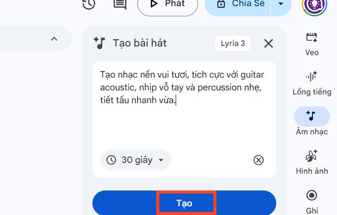 Picture 4 of How to add AI background music to videos on Google Vids
