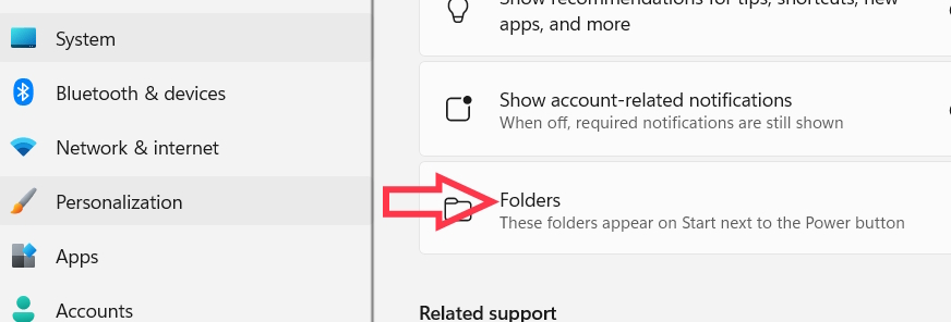 How to add and remove folders in the Windows 11 Start menu Picture 2
