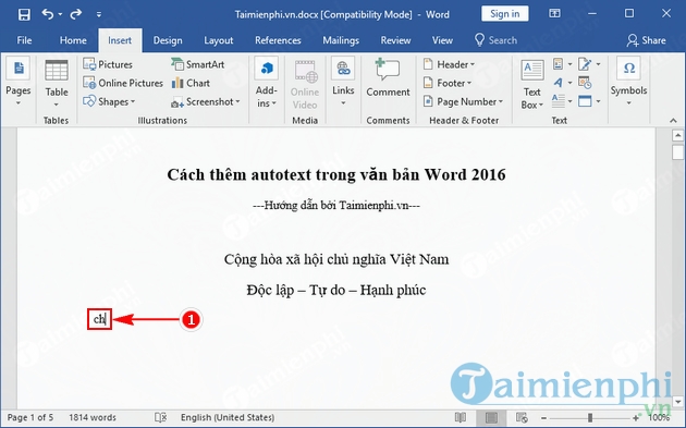 How to add AutoText in Word 2016 document quickly Picture 6