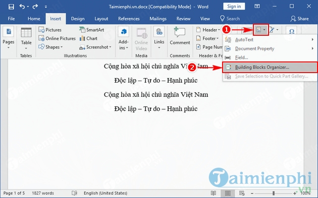 How to add AutoText in Word 2016 document quickly Picture 8