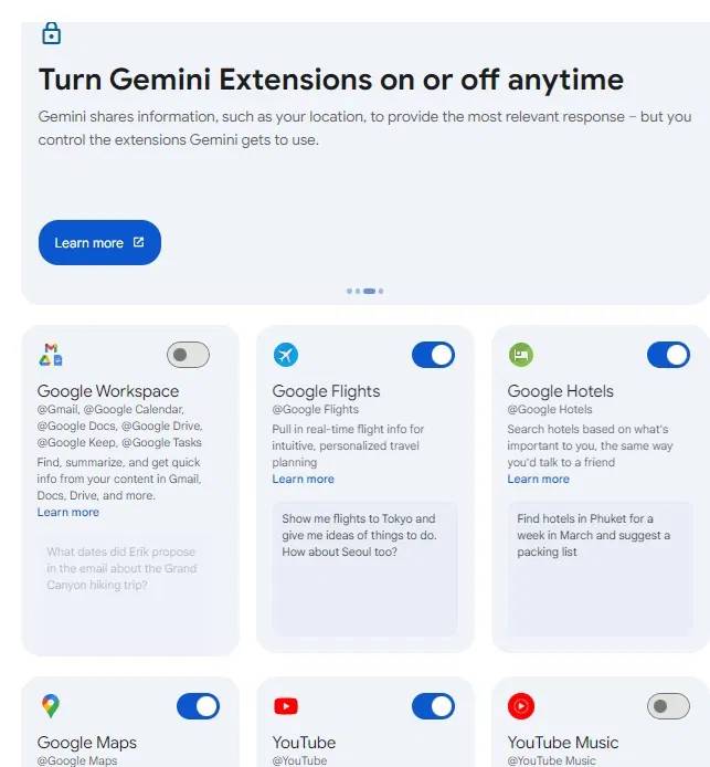 How to add extensions to enhance Gemini's capabilities. Picture 3