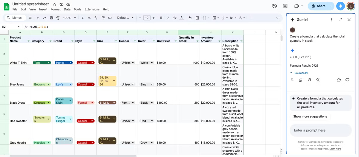 How to add Gemini to improve the Google Sheets experience Picture 5