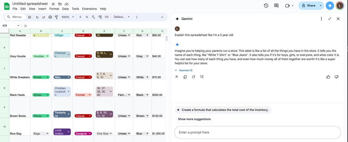 How to add Gemini to improve the Google Sheets experience Picture 6
