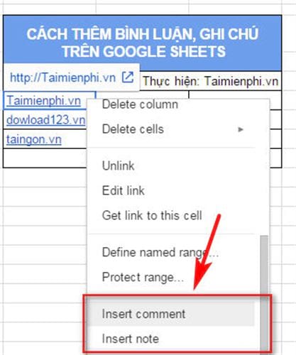 How to add notes and comments on Google Sheets quickly Picture 2