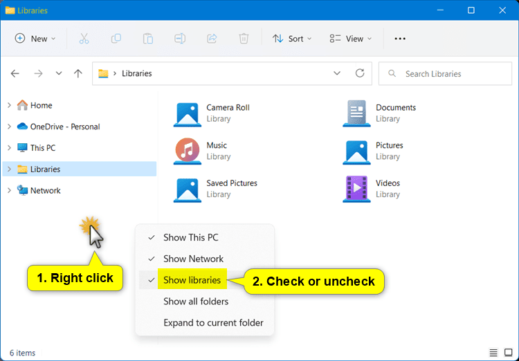 How to Add/Remove Libraries in File Explorer Windows 11 Picture 1