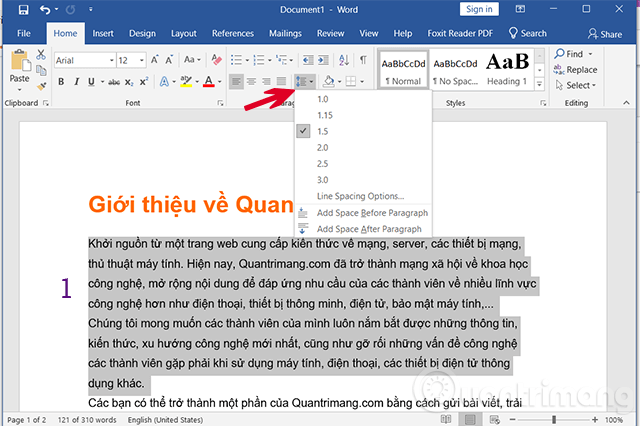 Picture 2 of How to adjust line spacing in Word 2016, 2019, 2010, 2007, and 2013