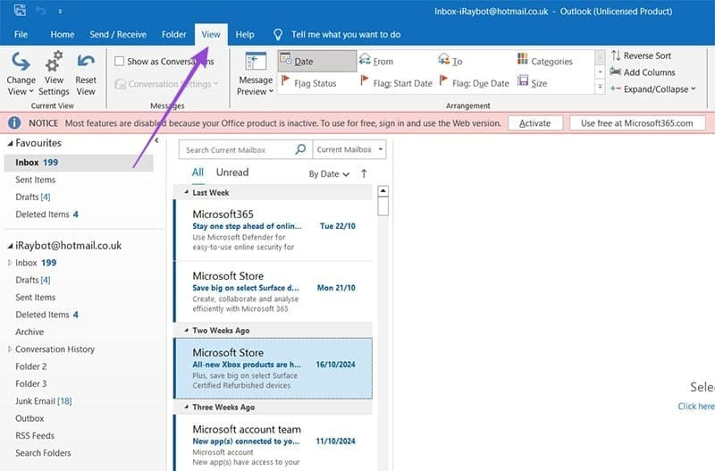 How to adjust preview message length in Outlook Picture 1