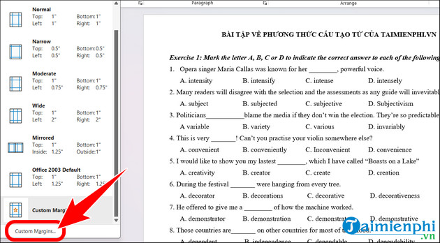How to align in Word 365, adjust document margins more professionally Picture 2