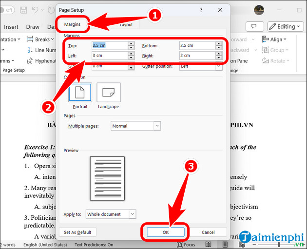How to align in Word 365, adjust document margins more professionally Picture 3