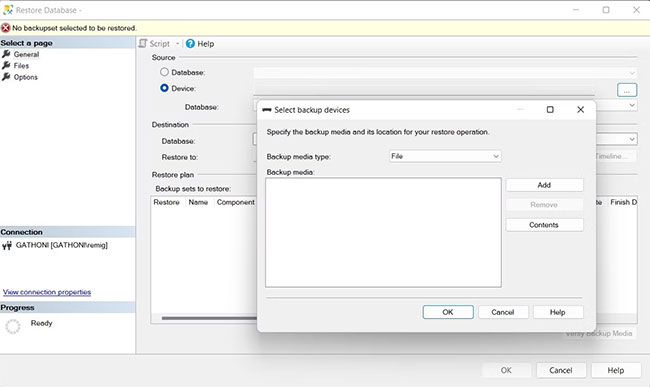 Picture 4 of How to back up and restore a Microsoft SQL Server database using SSMS