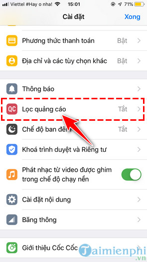 Picture 4 of How to block ads on the Cốc Cốc app for Android and iOS.