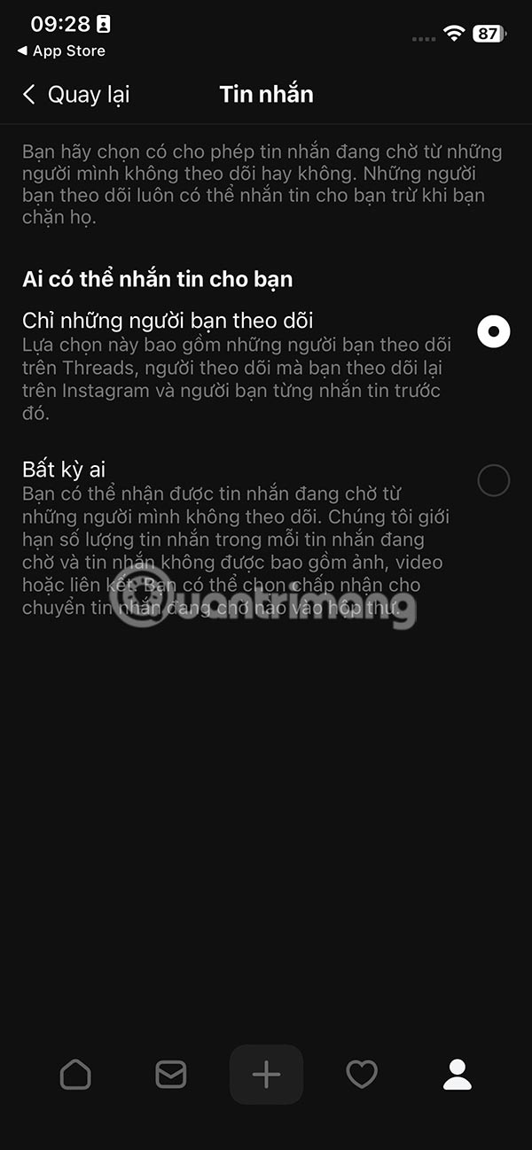 How to block strangers from messaging on Threads Picture 6