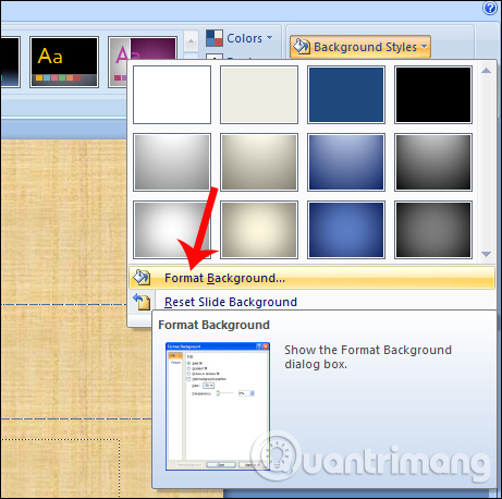 How to blur background images in PowerPoint - Adjust background image display mode Picture 7