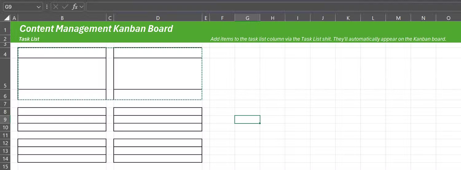 How to Build a Fully Functional Kanban Board in Excel Picture 5