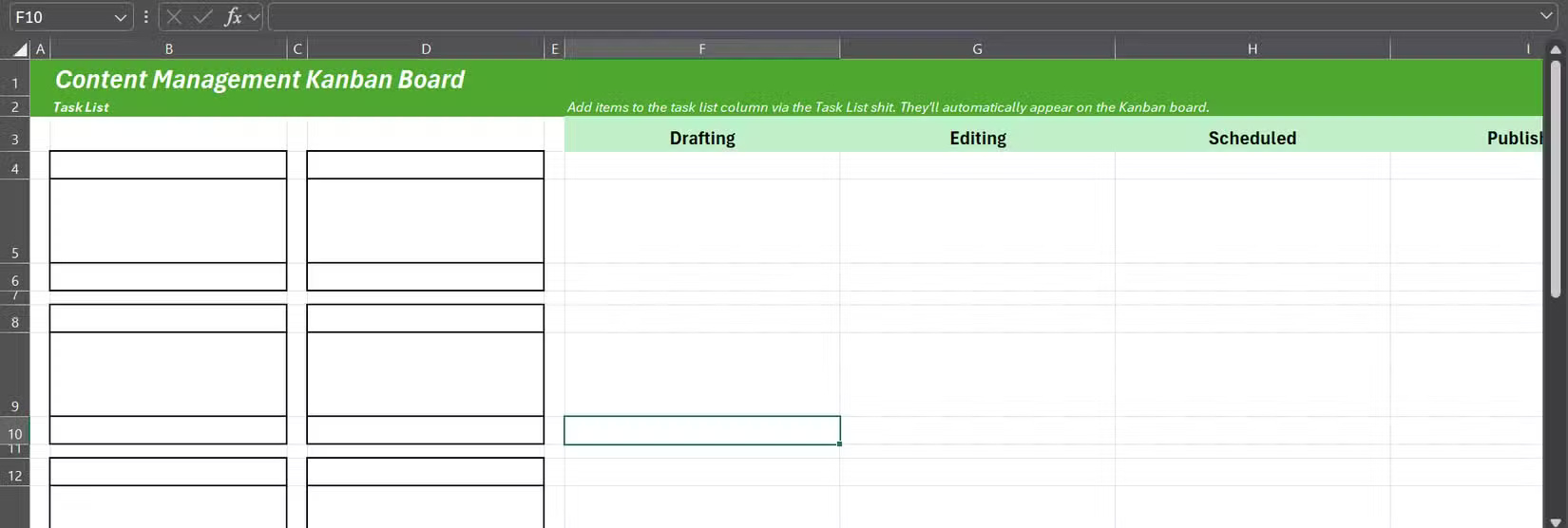 How to Build a Fully Functional Kanban Board in Excel Picture 7