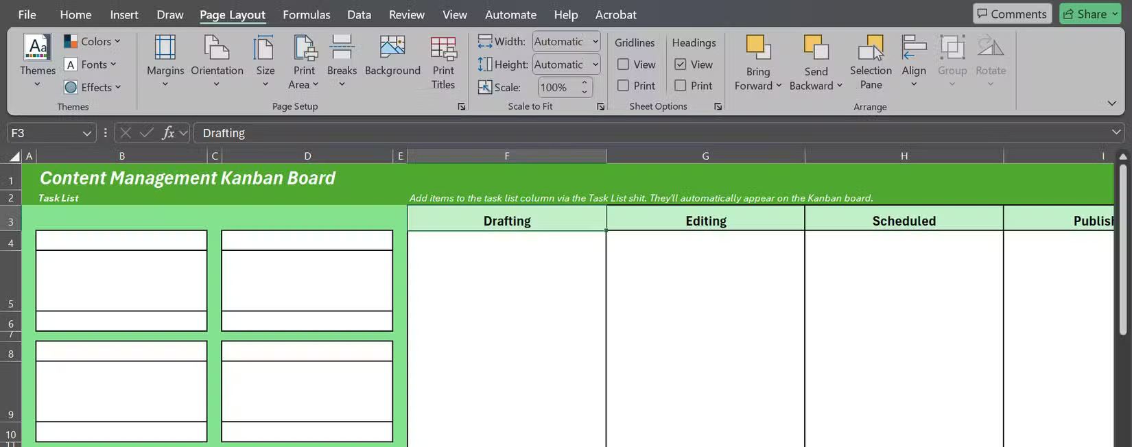 How to Build a Fully Functional Kanban Board in Excel Picture 8