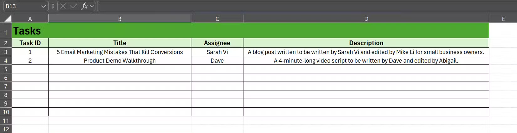 How to Build a Fully Functional Kanban Board in Excel Picture 9