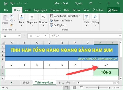 images 2 of How to calculate the sum horizontally in Excel