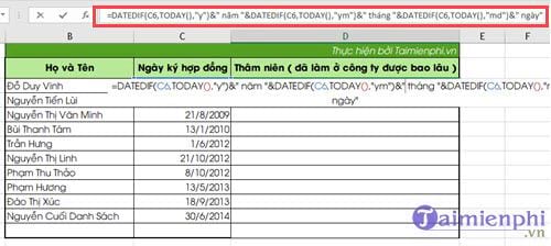 Picture 5 of How to calculate years of service in Excel, standard formula
