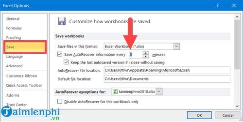 How to change auto save time on Excel, Auto Save Excel File Picture 6