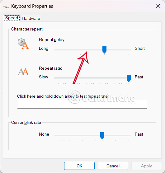 How to change Windows 11 keyboard character repeat delay Picture 4