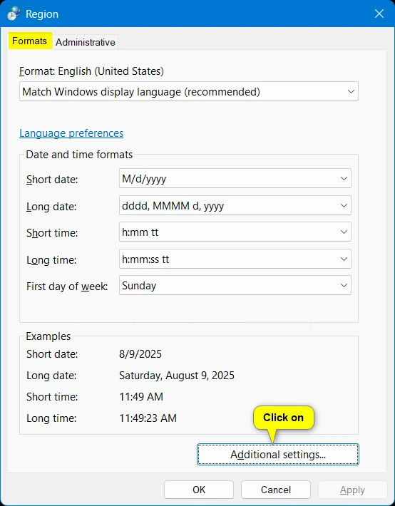 How to change currency format in Windows 11 Picture 4