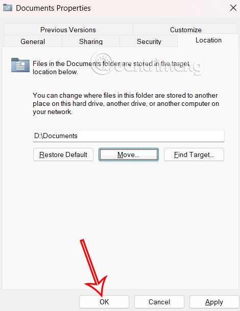 How to change the default location of the Windows 11 Documents folder Picture 5