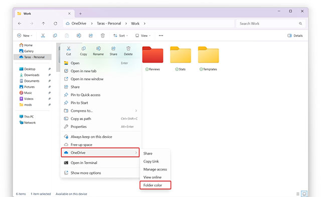 How to change folder color in OneDrive Picture 1