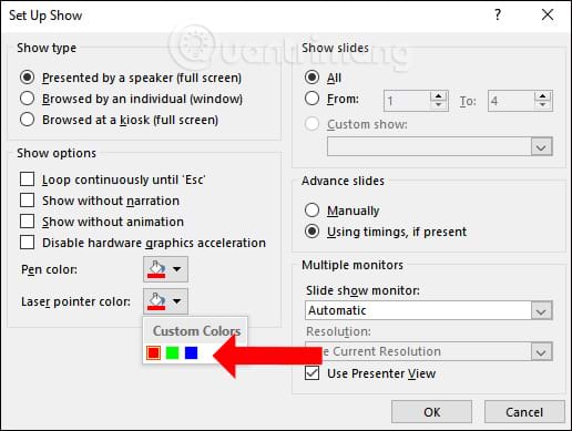 How to change laser pointer color on PowerPoint - Mouse pointer effect Picture 4