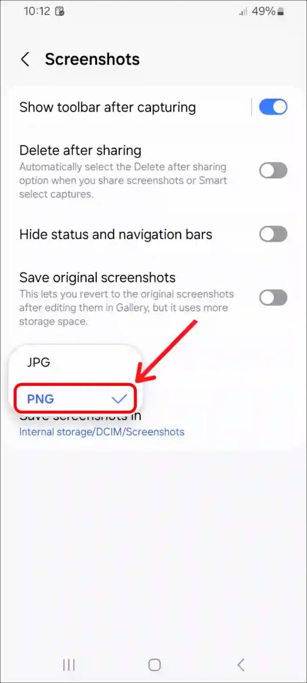 How to change Samsung screenshot format Picture 3