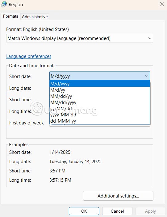 Picture 10 of How to change the date and time format on Windows, change the slash to a dot.