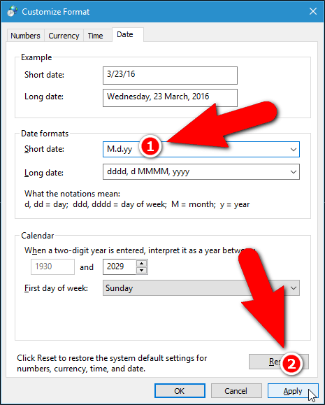 Picture 19 of How to change the date and time format on Windows, change the slash to a dot.