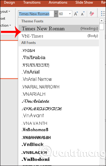 How to change the default font in PowerPoint - Choose the font you want Picture 5