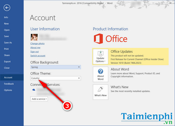 Picture 9 of How to change the Office 2016 interface to make it look better.