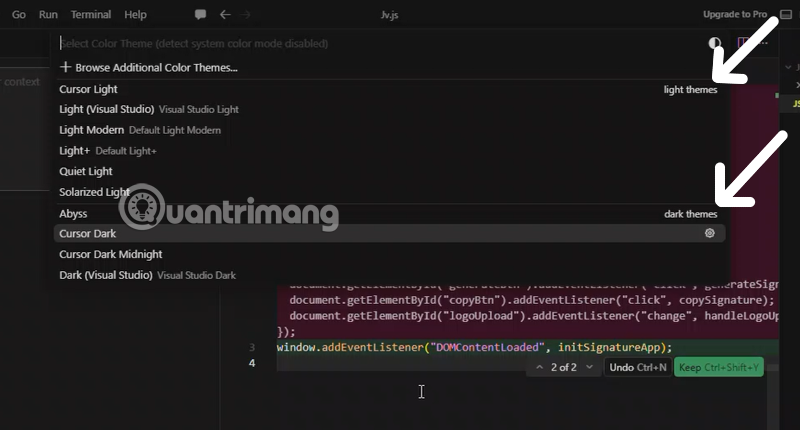 Picture 2 of How to change the theme in Cursor