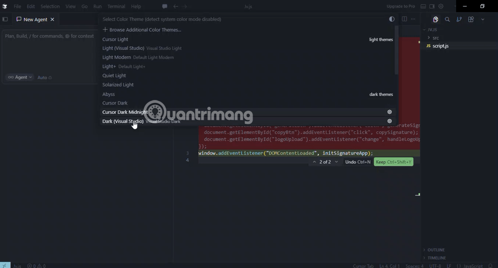 Picture 4 of How to change the theme in Cursor