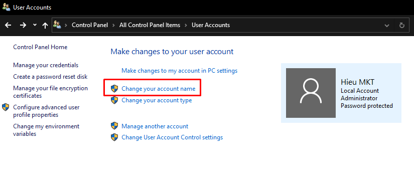 images 1 of How to change User Account login name on Win 10