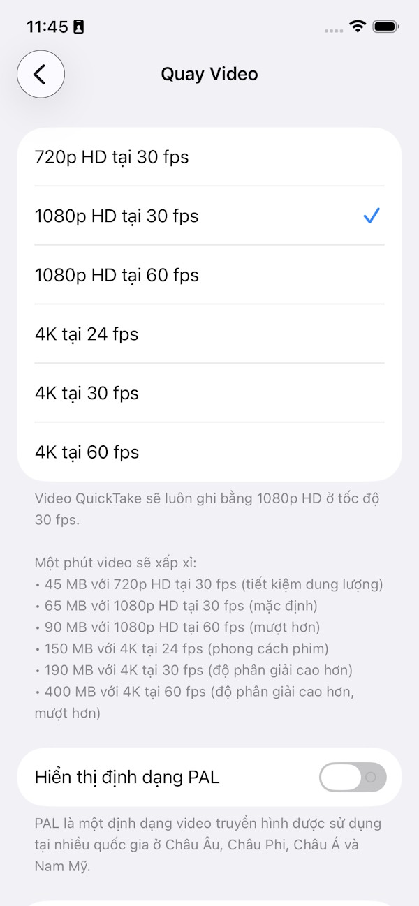 How to change iPhone video recording settings to reduce video size Picture 3