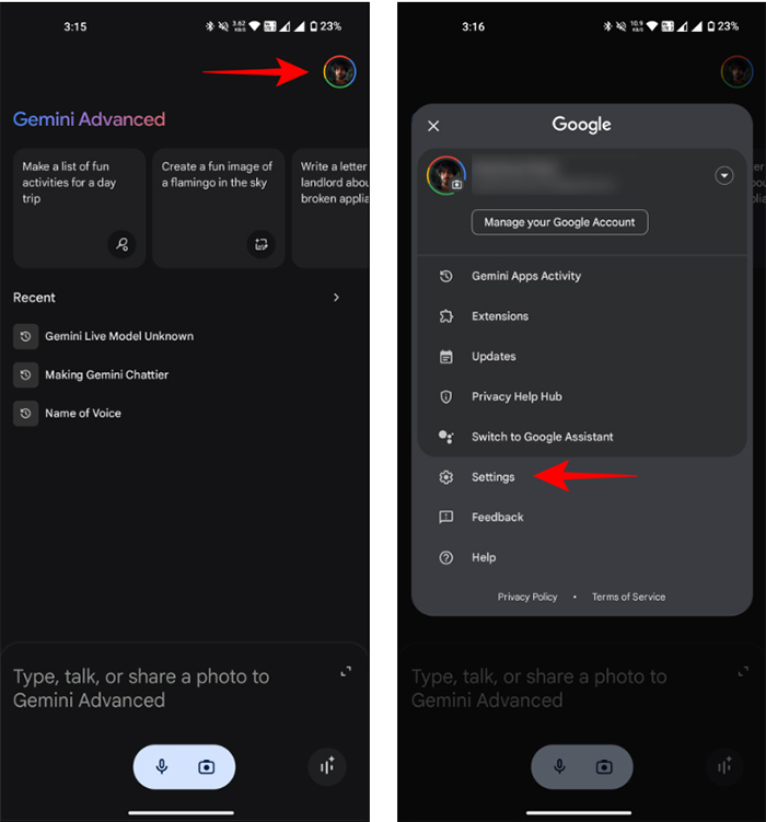 How to change voice Gemini Live Picture 1
