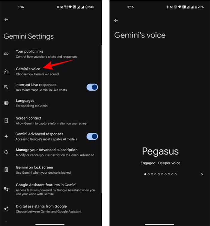 How to change voice Gemini Live Picture 2