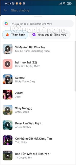 How to change Zalo ringtone with Zing Mp3 music Picture 5