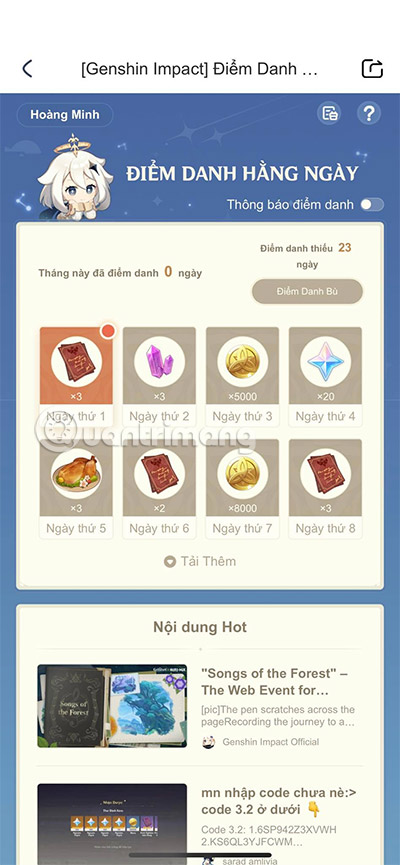 How to check in Genshin Impact to receive gifts Picture 4