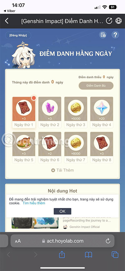 How to check in Genshin Impact to receive gifts Picture 7