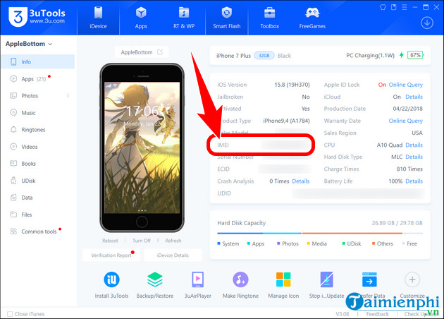 How to check iPhone imei using 3utools on PC Laptop Picture 2