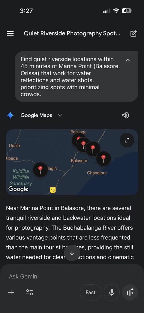 How to combine Gemini and Google Maps in photography. Picture 1
