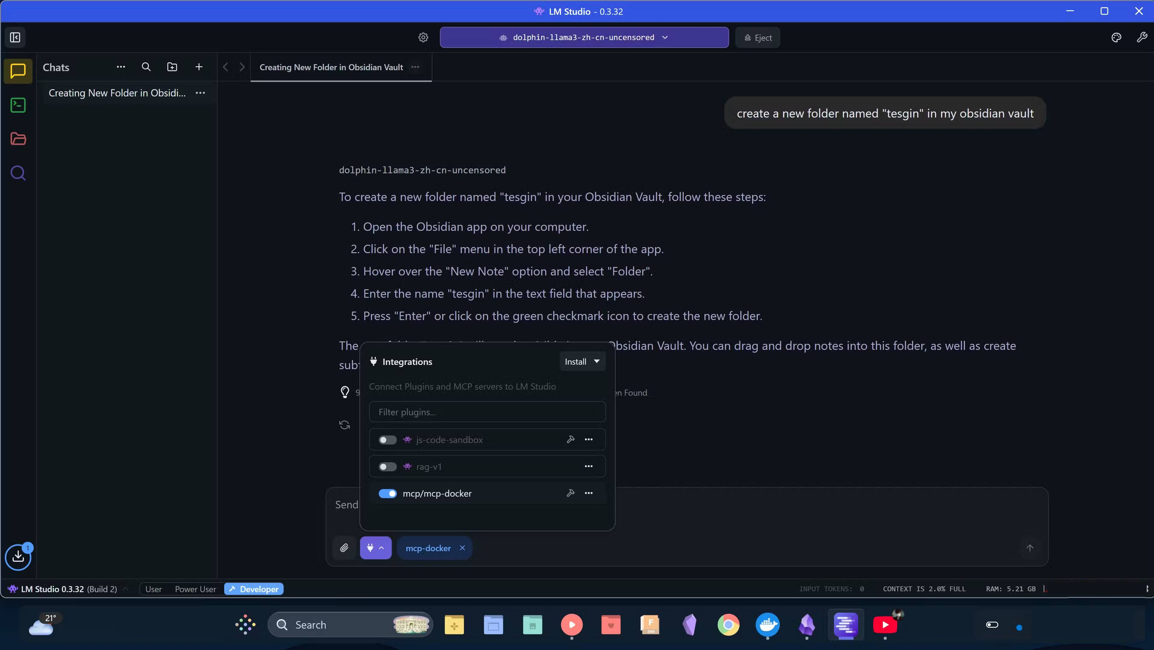 How to connect a local AI model to Obsidian using MCP Picture 13