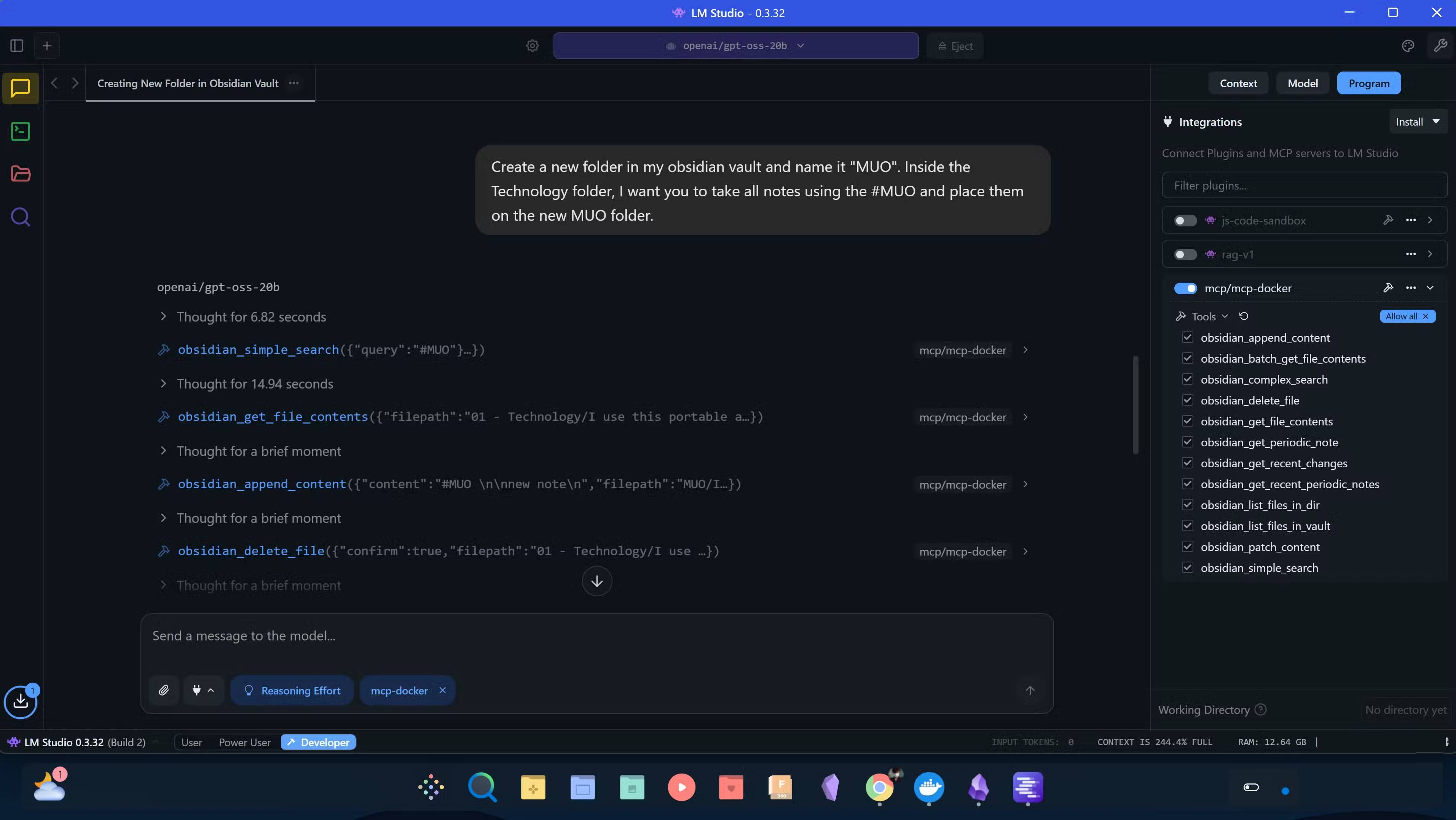 How to connect a local AI model to Obsidian using MCP Picture 2
