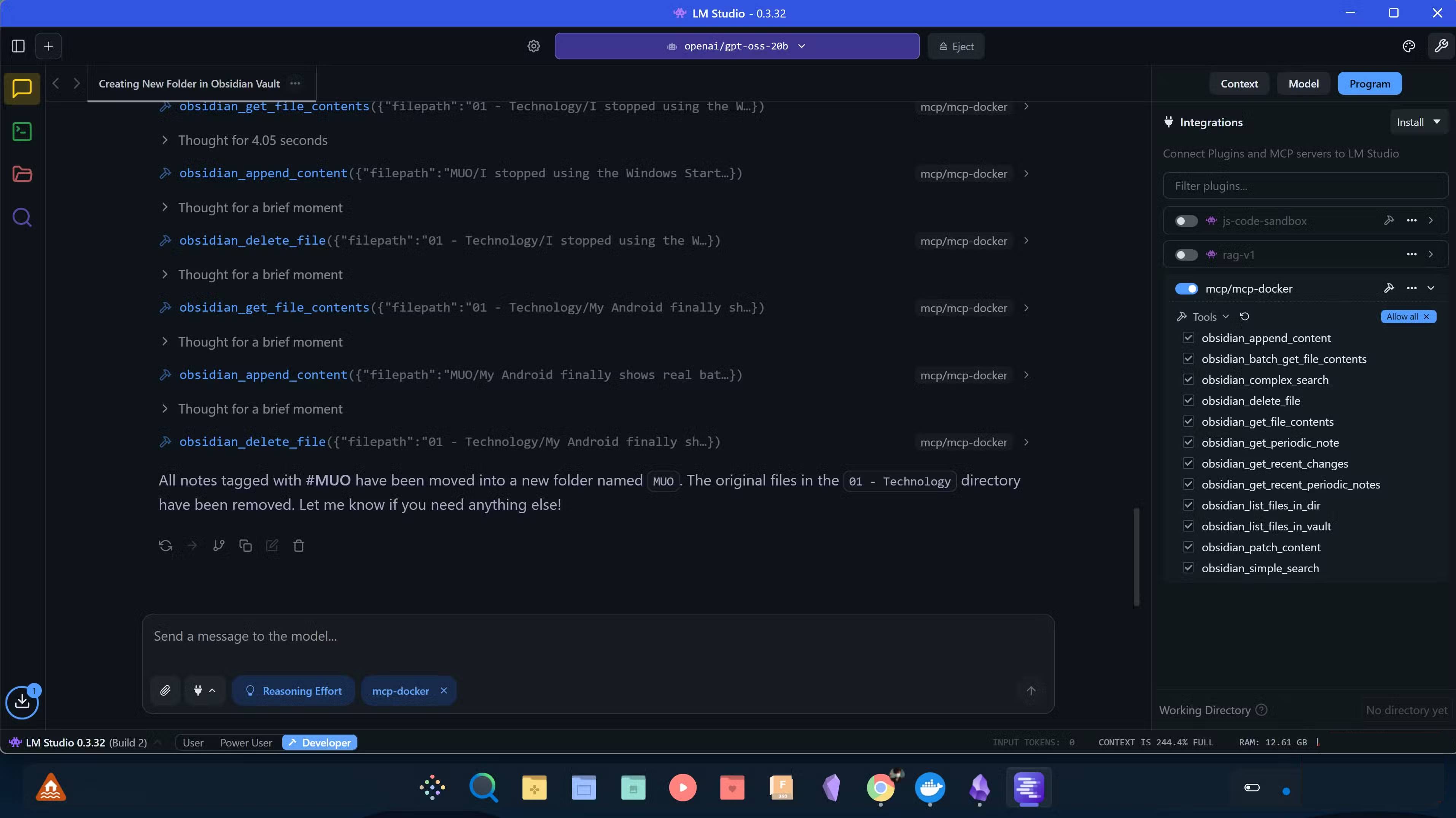 How to connect a local AI model to Obsidian using MCP Picture 3