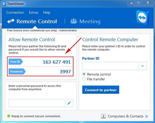 Picture 2 of How to control a computer remotely using Teamviewer