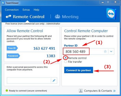 Picture 3 of How to control a computer remotely using Teamviewer